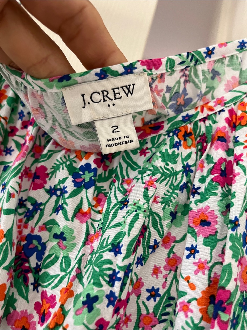 Jcrew Factory Floral Spaghetti Strap Midi Dress - White/Pink/Green size 2 - Picture 7 of 7